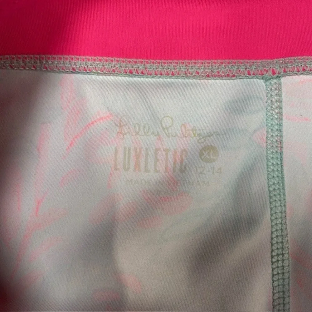 Lilly Pulitzer Luxletic Leggings XL 12-14 Floral Paisley Pink Blue 011722 Youth